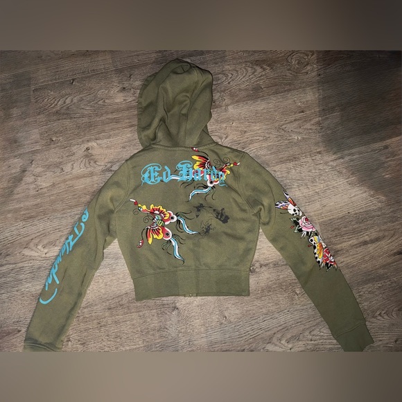 Ed Hardy Cropped Long Sleeve Jacket XS Women’s butterflies & Skulls - Picture 5 of 10